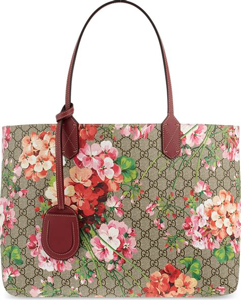 Gucci Reversible Floral Logo Leather Shopper Bag Lyst