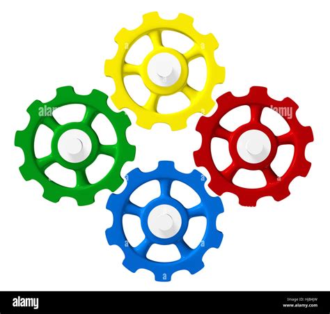 Colorful Gears Green Red Blue Yellow 4 Stock Photo Alamy