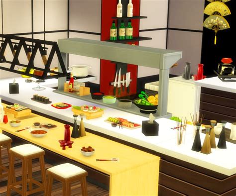 The Sims 4 Japanese Restaurant In 2022 Room Tour Sushi Bar Japanese