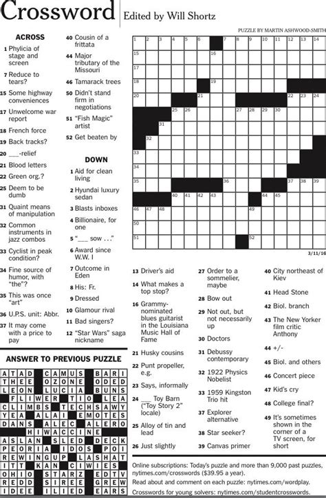 Your free daily crossword puzzles from the los angeles times. Free New York Times Crossword Puzzles To Print | Crossword ...