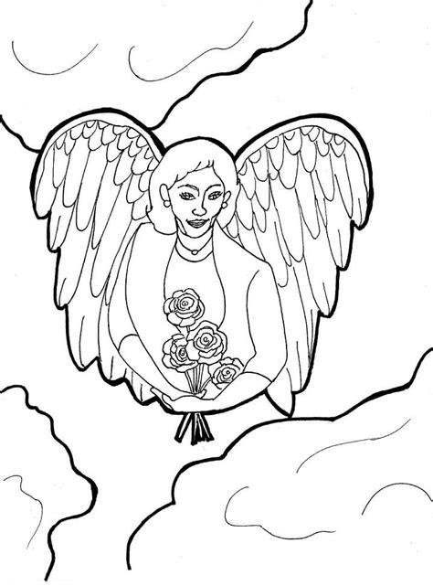 Angel With Flowers Coloring Page Download Print Or Color Online For Free