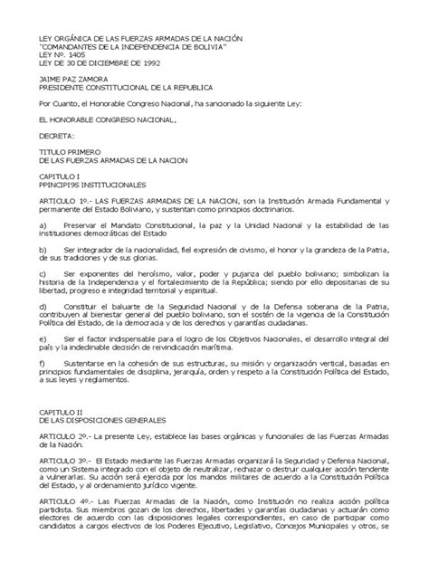 Ley Orgánica De Las Fuerzas Armadas De La Nación Pdf Oficial General
