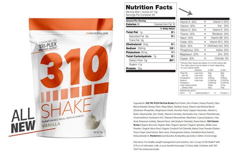 310 Shake Nutrition Label 1stadenium