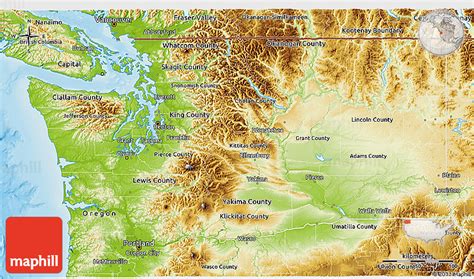 Physical 3d Map Of Washington