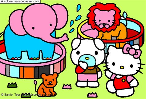 Coloriage Hello Kitty Au Zoo Sans Dépasser