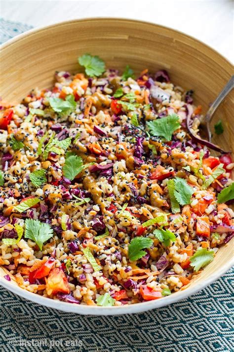 Instant Pot Asian Brown Rice Salad With Peanut Butter Dressing Rice