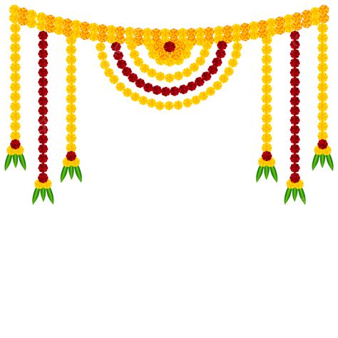 Toran Decoration With Marigold Garland And Mango Leaves Vector