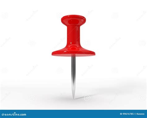 Simple Red Pin On White Ground 3d Illustration Stock Illustration