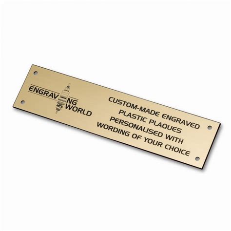 152mm X 63mm Personalised Engraving Engraved Plastic Plaque Sign Gold