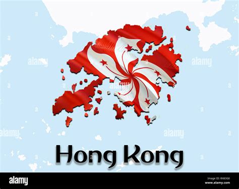 Flagge Karte Von Hong Kong 3d Rendering Hong Kong Karte Und Flagge Auf