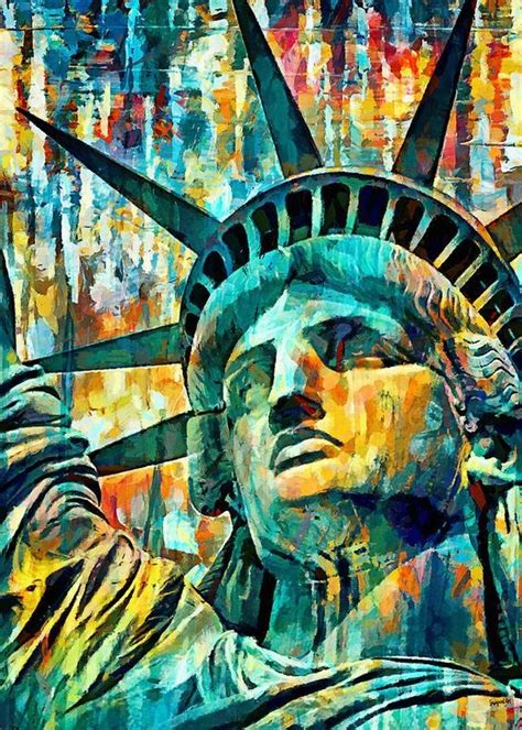 Statue Of Liberty Pop Art Portrait Painting Handpainted On Canvas