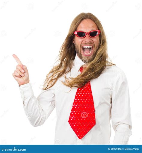 Funny Retro Hippie Man Pointing At Copyspace Stock Photo Image 38979342