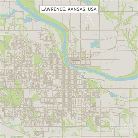 Lawrence Kansas Us City Street Map Digital Art By Frank