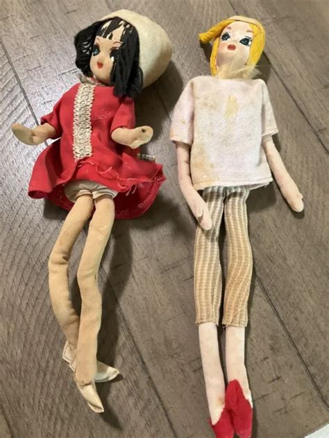Vintage Dakin Dream Dolls X2 Big Eyes Long Legs Plush Poseable Doll