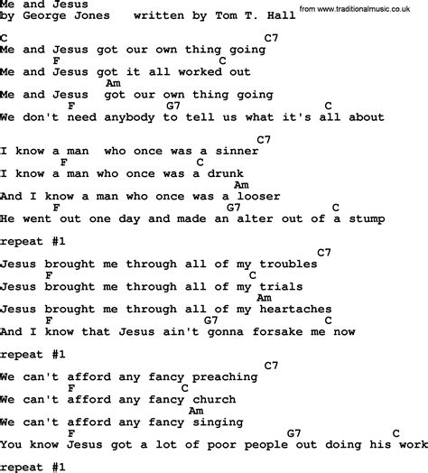 Me And Jesus By George Jones Counrty Song Lyrics And Chords