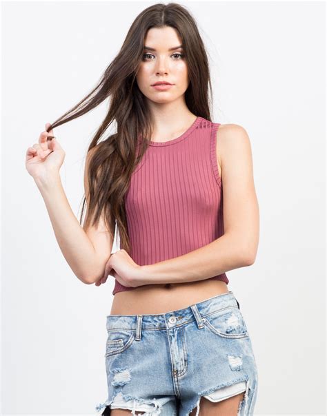 Rib Knit Cropped Tank Stretchy Crop Top Ribbed Cropped Tank 2020ave