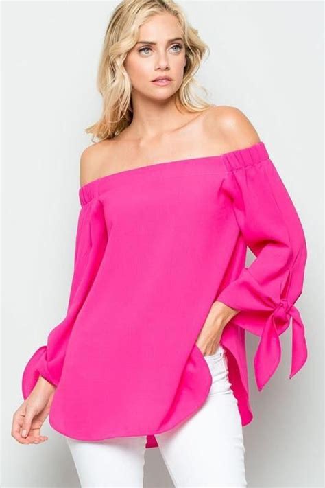 Hot Pink Off The Shoulder Top Tops Hot Pink Tops Fashion Boutique