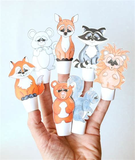 Woodland Printable Finger Puppets Diy Paper Finger Puppets Etsy Uk