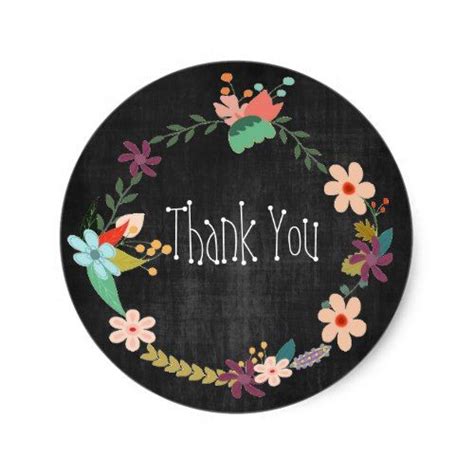Vintage Floral Wreath Thank You Classic Round Sticker In