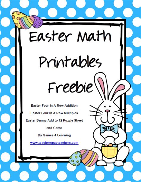 This pack is for eyfs and contains fun easter themed activities such as colouring, counting, scavenger hunts, whole family activities, crafts, wellbeing and more! Fun Games 4 Learning: Easter Math Freebies Happy Easter!