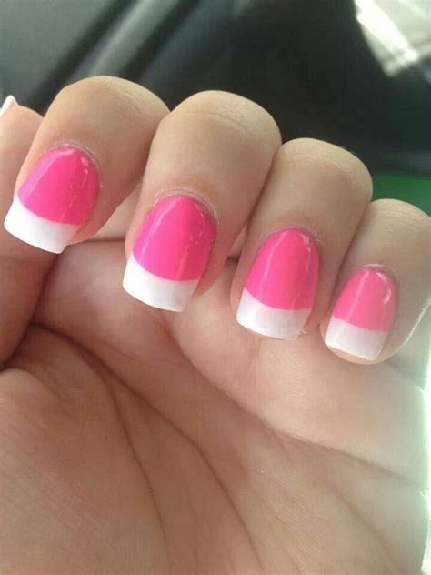 Pink With White Tips Glitter French Manicure Pink Manicure Glitter