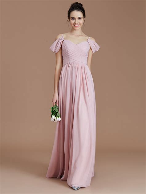 A Lineprincess Off The Shoulder Sleeveless Ruched Floor Length Chiffon