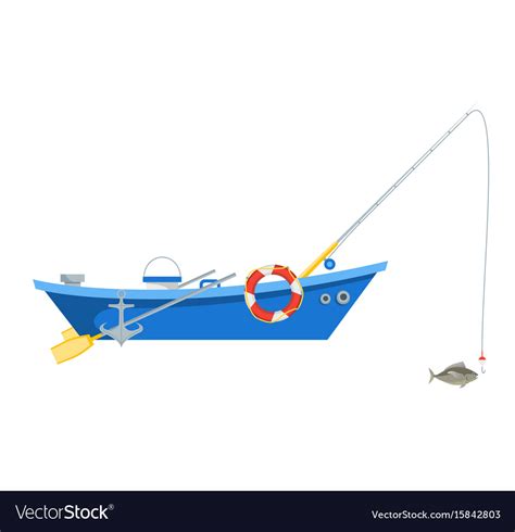 Cartoon Fishing Boat Isolated On White Background Vector Image