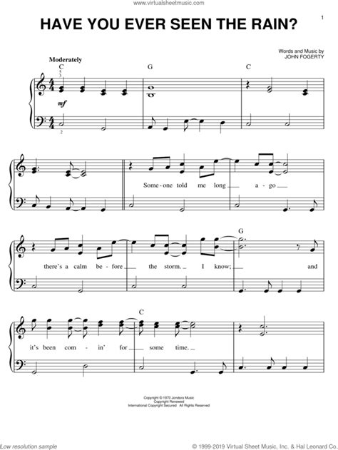 Have You Ever Seen The Rain Easy Sheet Music For Piano Solo