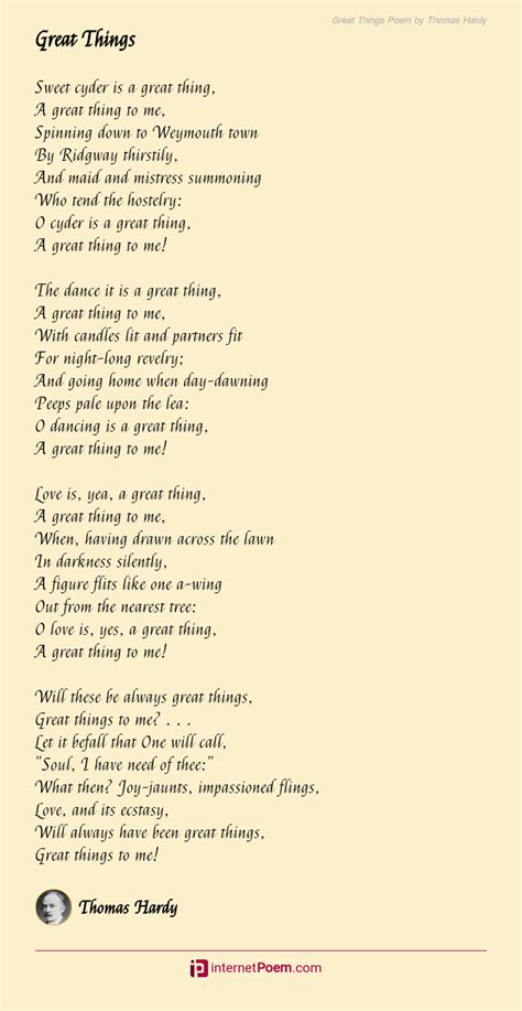 Great Things Poem By Thomas Hardy