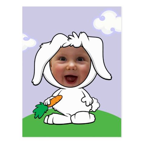 Funny Bunny Rabbit Photo Face Template Postcard Zazzle