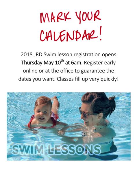 Swim Lesson Registration Flyer Jerome Recreation District