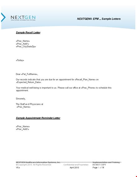 Doctor Appointment Reminder Letter