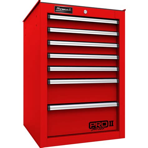 Homak 14in Pro 2 Series 7 Drawer Side Tool Cabinet — Red 145inw X