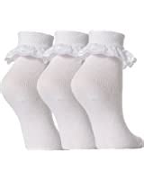 6 Pairs Of Girls White Fancy Lace Cotton Ankle Socks All Sizes Amazon