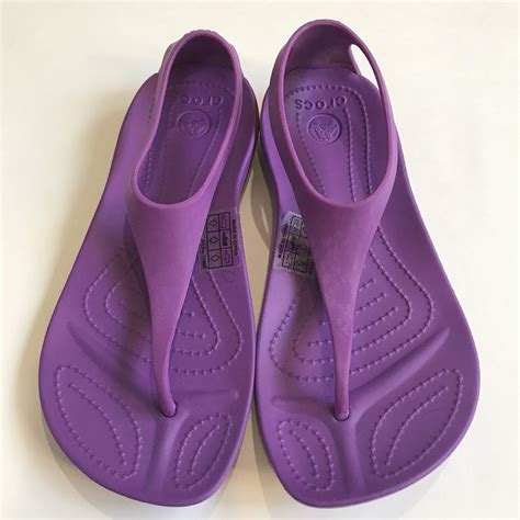 Crocs Womens Sandals Sexi Flip Flops Purple Thong T Strap Gladiator Shoes Size 4 Ebay