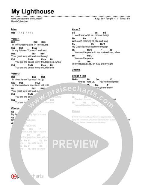 My Lighthouse Chords Pdf Rend Collective Praisecharts