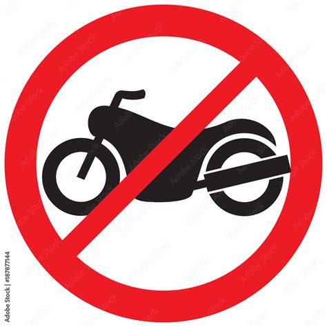 No Motorcycle Prohibition Sign Not Allowed Icon Stock Vector Adobe