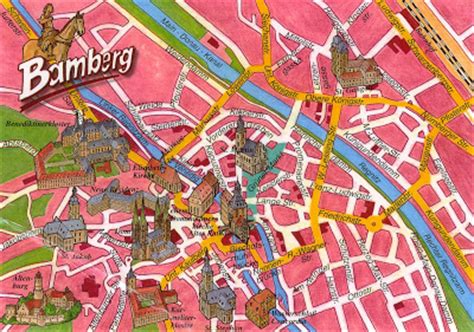 Bamberg is in upper franconia. Travel Postcard: Map Postcard of Bamberg