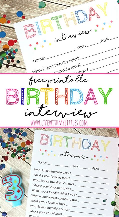 Free Birthday Interview Printable Life With My Littles