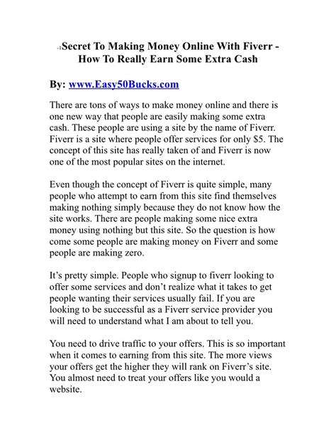 secret to making money online with fiverr how to really earn some extra cash