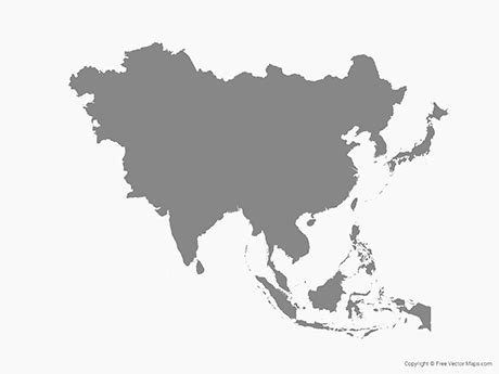 Buy this map in digital downloadable format. Vector Map of Asia - Single Color | Free Vector Maps