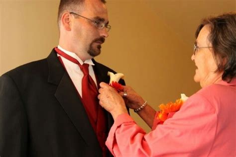 Mom Amy Pinning The Flower On My Tux During My Wedding Wedding Mom Tux