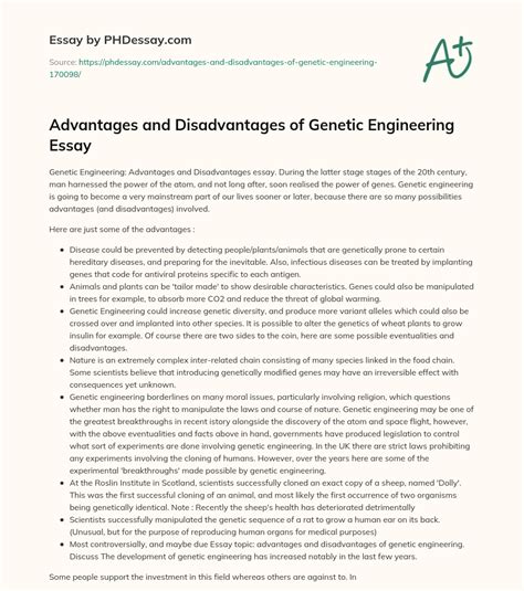 Advantages And Disadvantages Of Genetic Engineering Essay