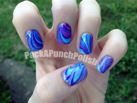 Packapunchpolish Blue Pink And Purple Water Marble Nail Artand Tutorial