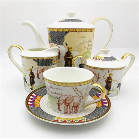 If you like music try it now! Retro Egyptian Style Art Bone China Tablerware Set Map Of Africa Animal Afternoon Tea Coffee Set ...