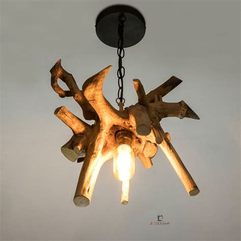 Driftwood Hanging Light Wood Pendant Lamp Wooden Lighting In 2020