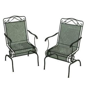 Crafted in the art deco taste featuring large neoclassical greek key motifs on the back splat and garden chairs in wrought iron for indoor or outdoor you must indicate if you want the product with the special treatment for outdoor. Wrought Iron Green Patio Motion Dining Chairs (2-Pack ...