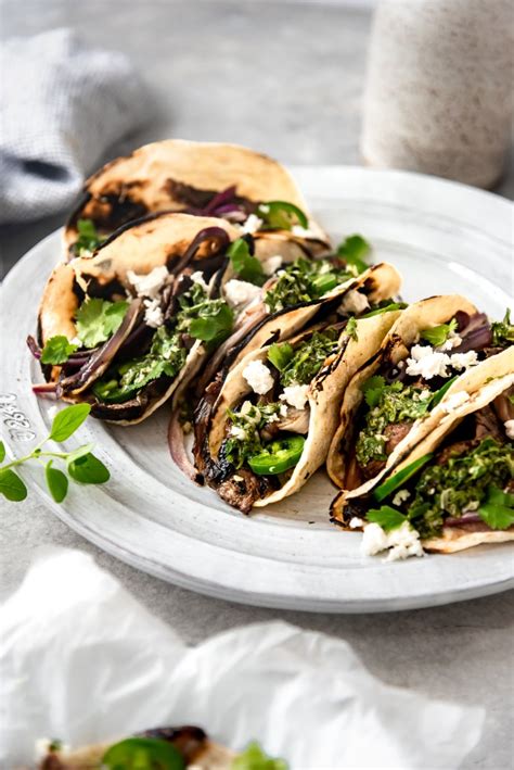 Chimichurri Steak Tacos With Charred Onions The Whole Beet Kitchen