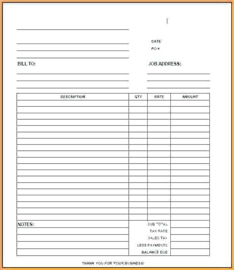 Blank Billing Invoice Template Pdf Cards Design Templates