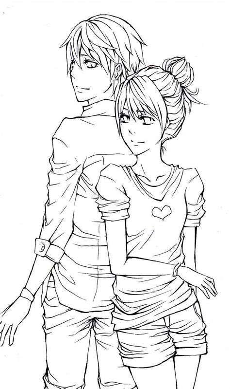 Couple Lineart By Misunderstoodpotato Love Coloring Pages Anime